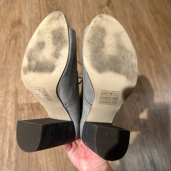 🍷ASOS grey open toe heeled ankle booties size 5 - Picture 6 of 8